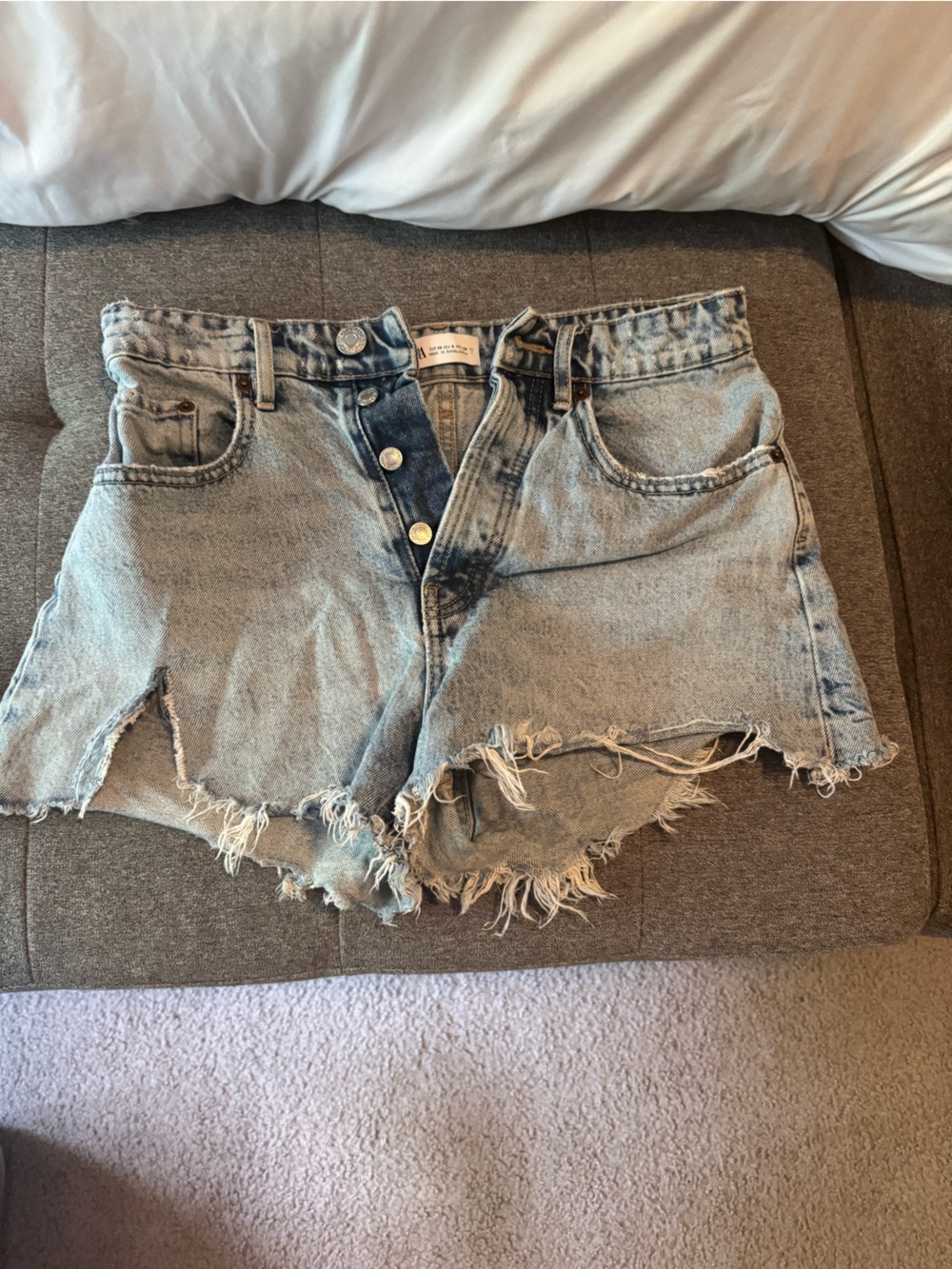 Zara Light Wash Distressed Denim Jean Shorts